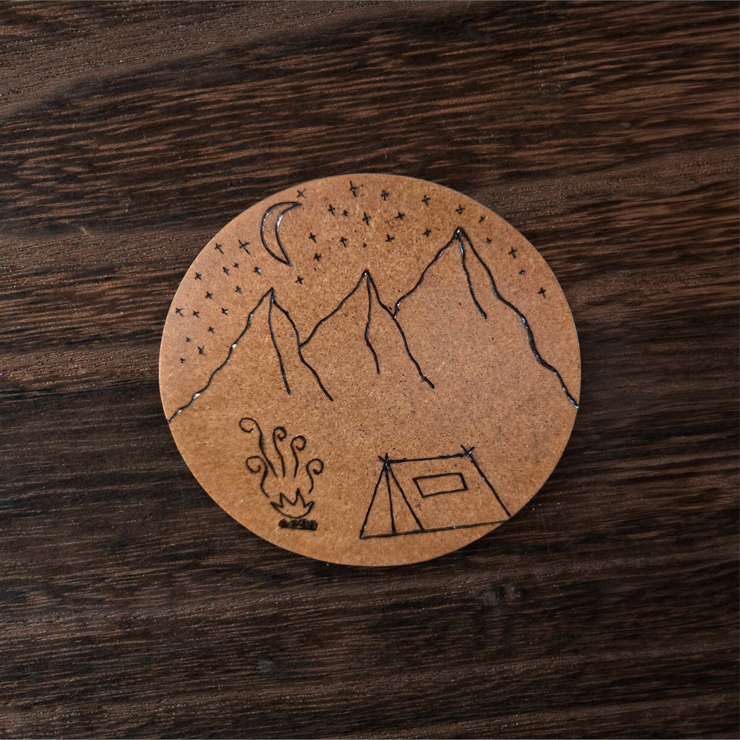 Camping in the Mountain Decorative Coaster