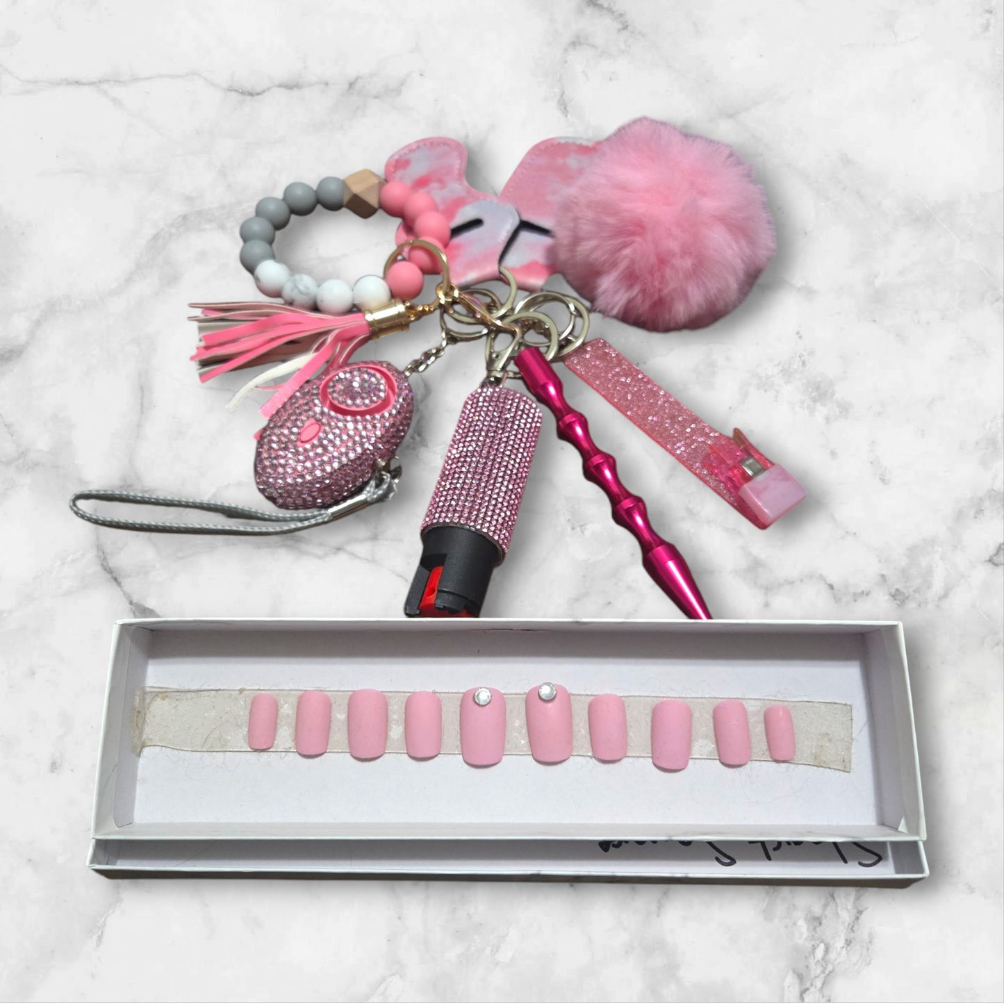 Simply Pink Basic Beaded Keychain