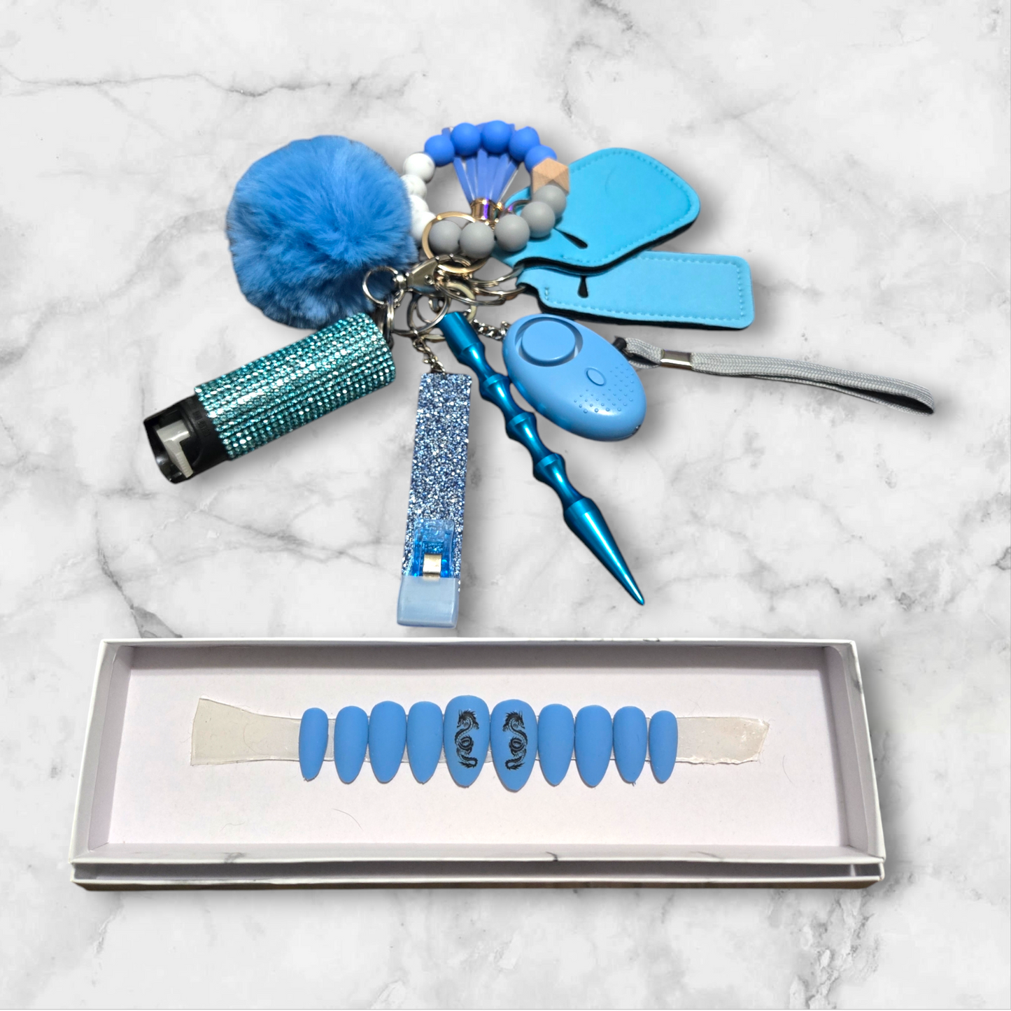 Blue Dragon Basic Beaded Keychain