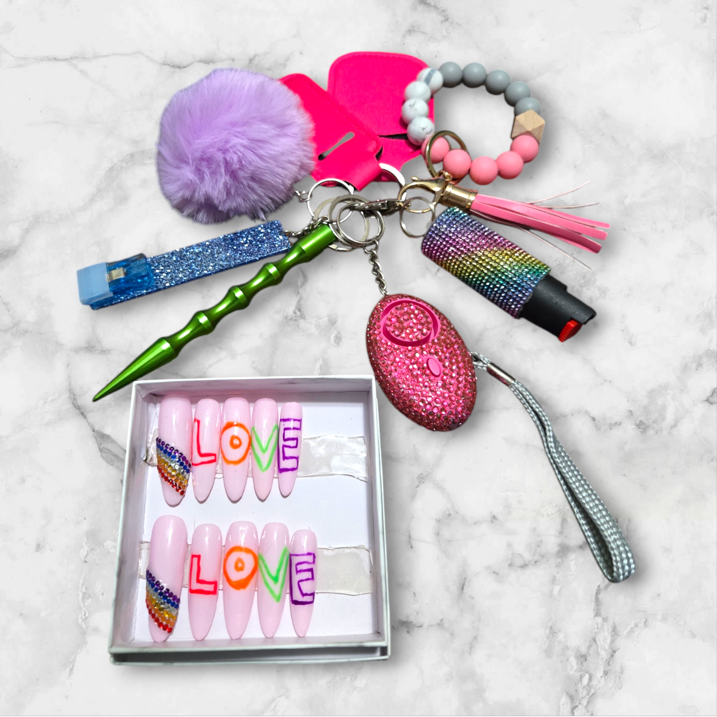 Pride Love Basic Beaded Keychain