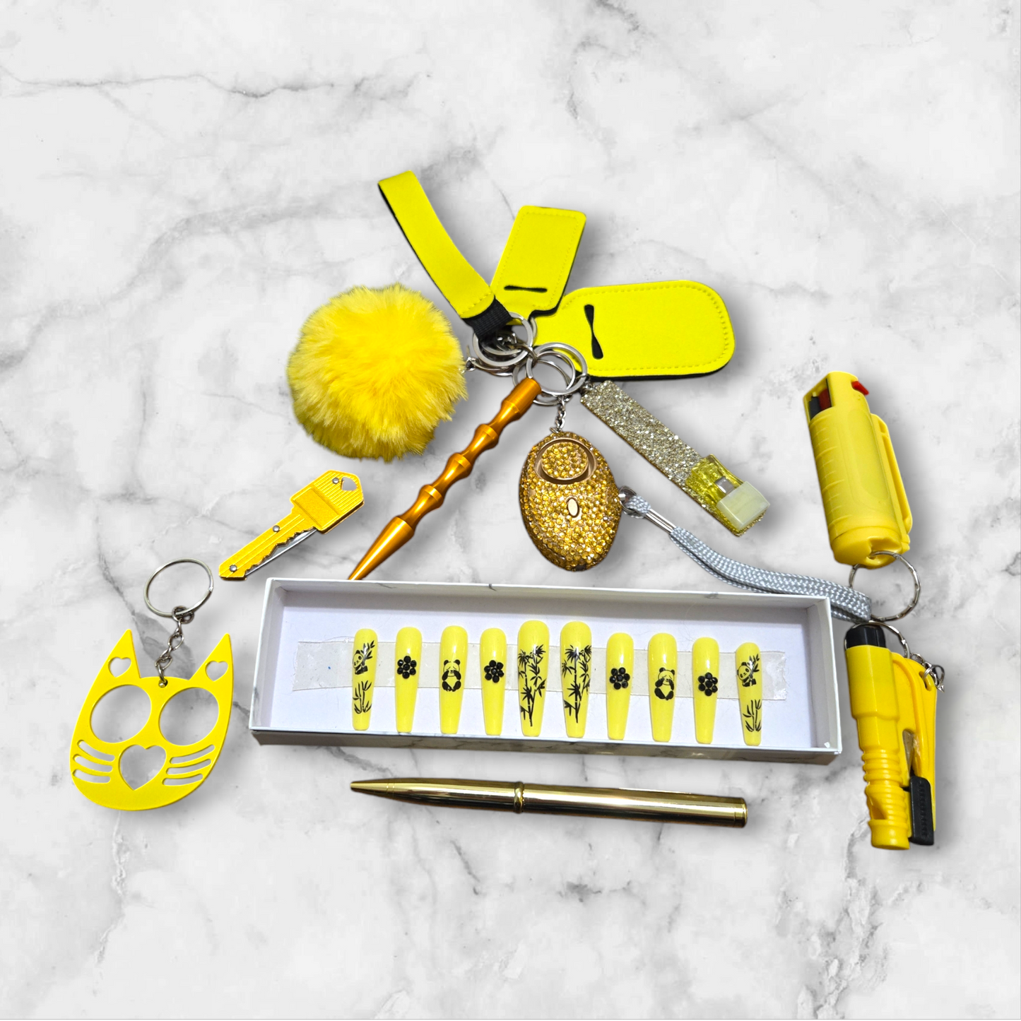 Yellow Pandas It'll Do Keychain