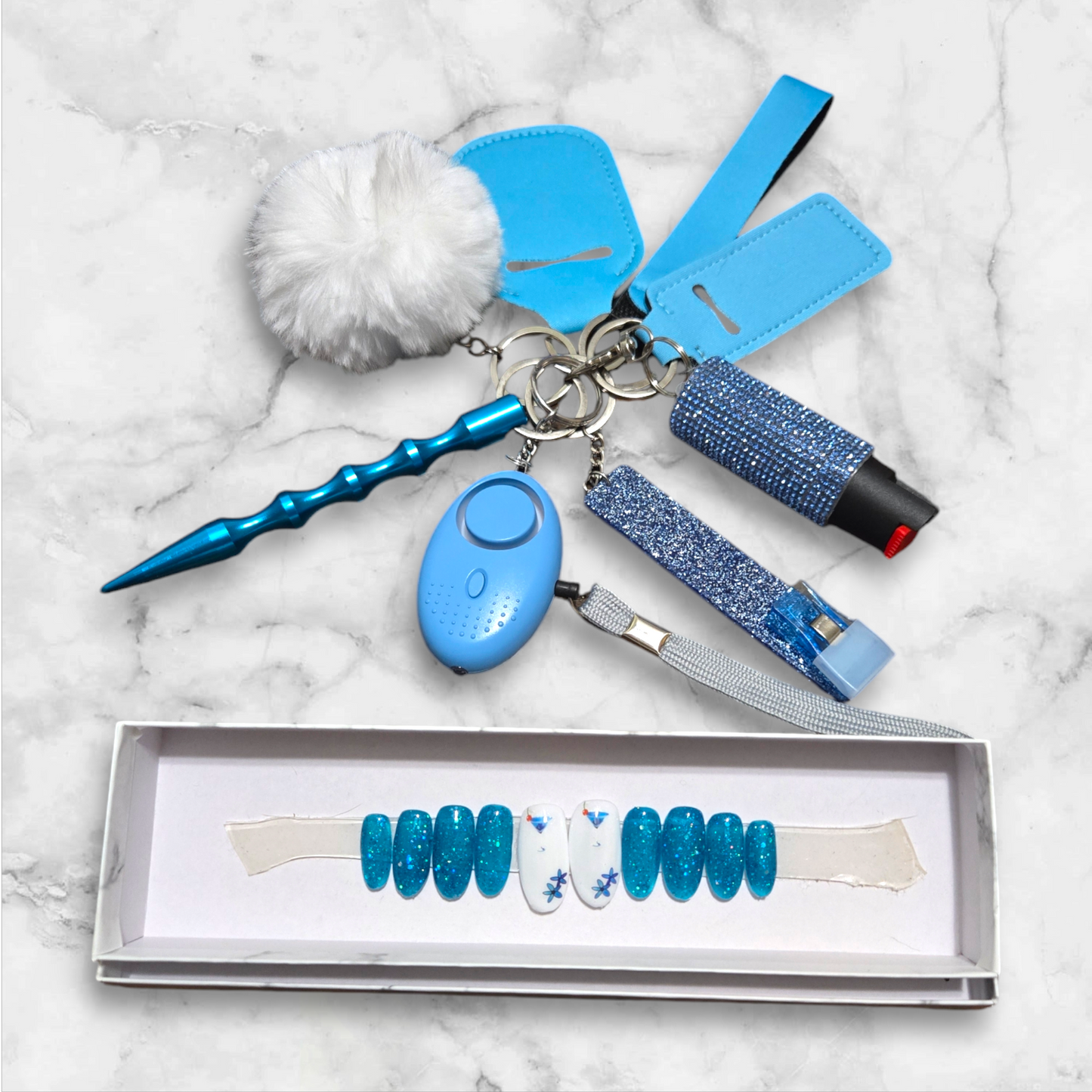 Blue Sparkly Margarita Basic Keychain