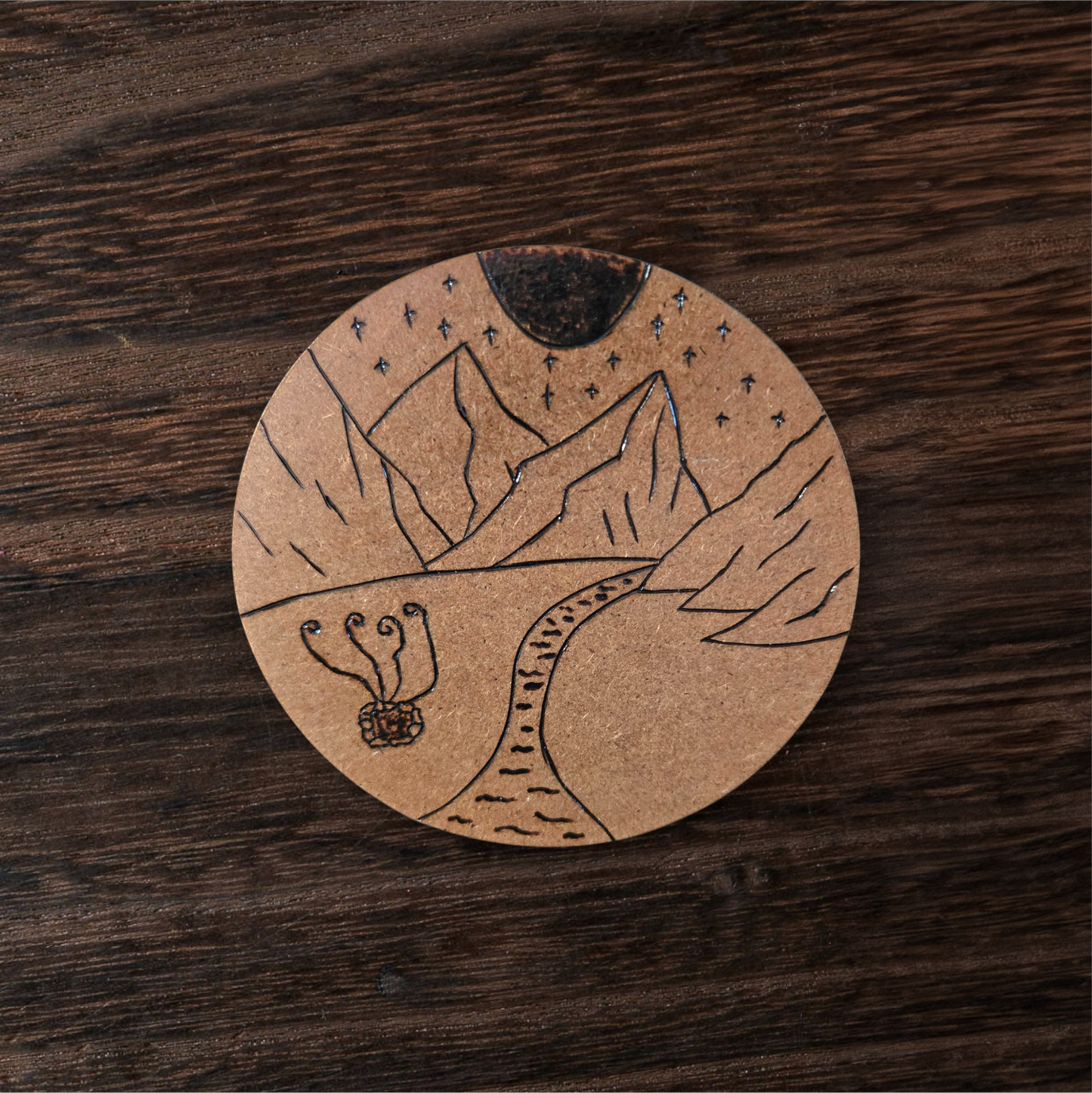 Camping in the Mountain Decorative Coaster